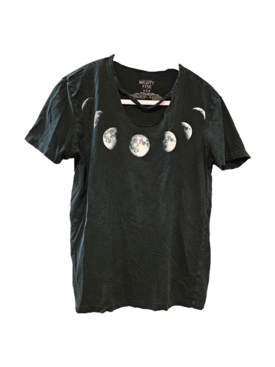 Mighty Fine Tops - moon phases gray shirt with cutout size small